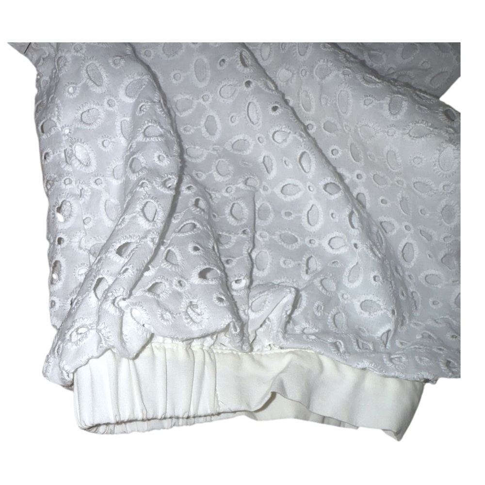 NWT Nine West Plus 0X / XXL Eyelet Fit & Flare Puff Sleeve White Ivory Dress - Picture 4 of 7